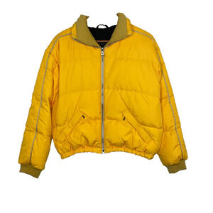 Women's 6 Vtg Bogner Yellow Cropped Down Puffer Ski Jacket